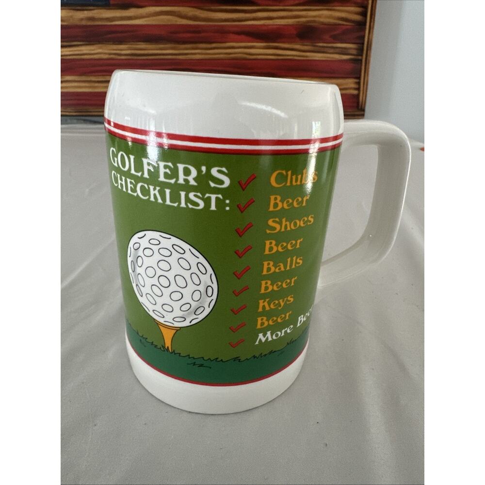 Golf Mug Tall Coffee Cup Golfing Tee Golfer Clubs Green Gift